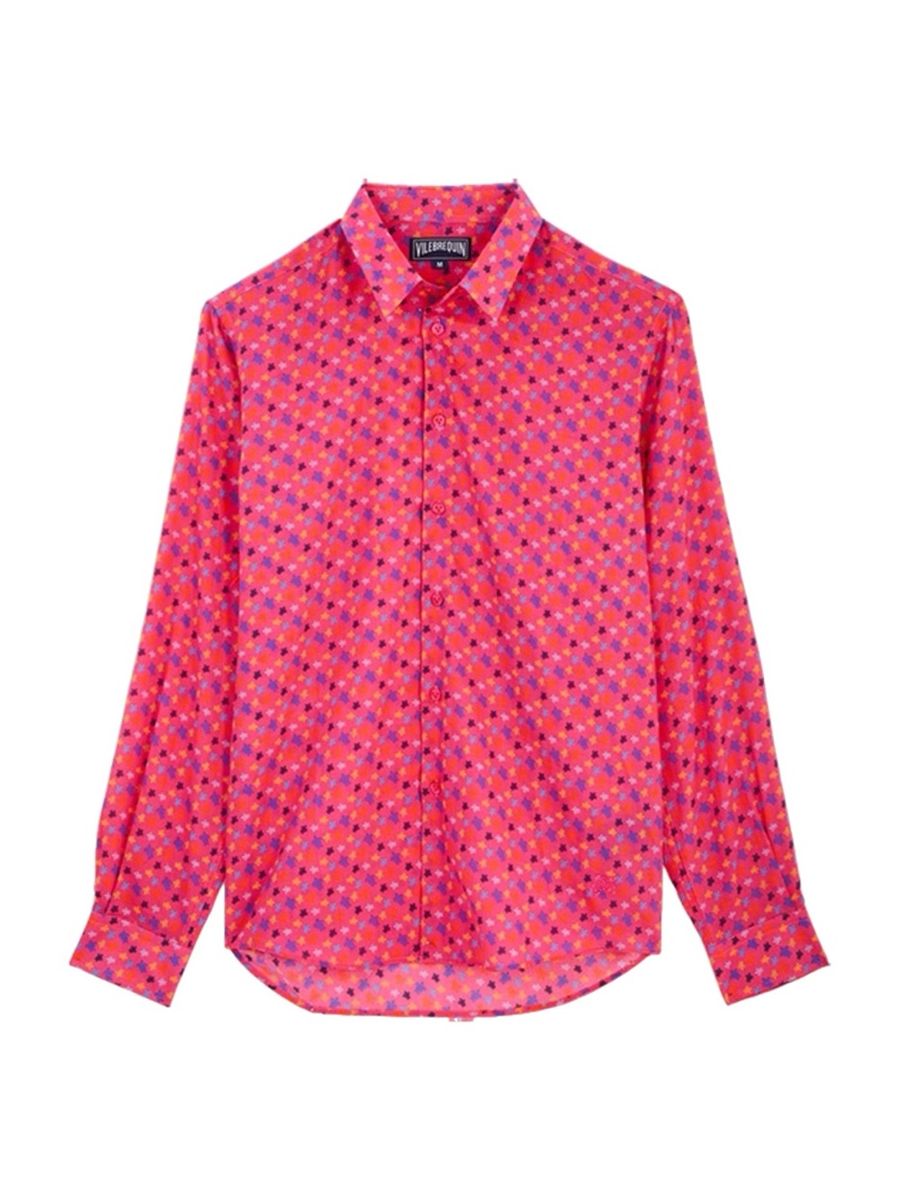 Vilebrequin Caracal Cotton Voile Shirt Pink Micro Ronde des Tortues Medium